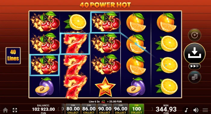 40 Power Hot Coin Boost osnovna igra dobitek