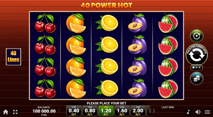 40 Power Hot Coin Boost igralni zaslon